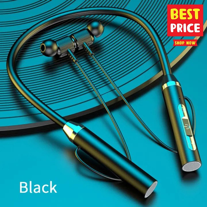 Uiisii R03 Wireless Bluetooth Neckband Earphone | Heavy Bass, Active Noise Cancelling (ANC), IPX-5 Waterproof, Hybrid Technology & Wireless Charging In-Ear Headset