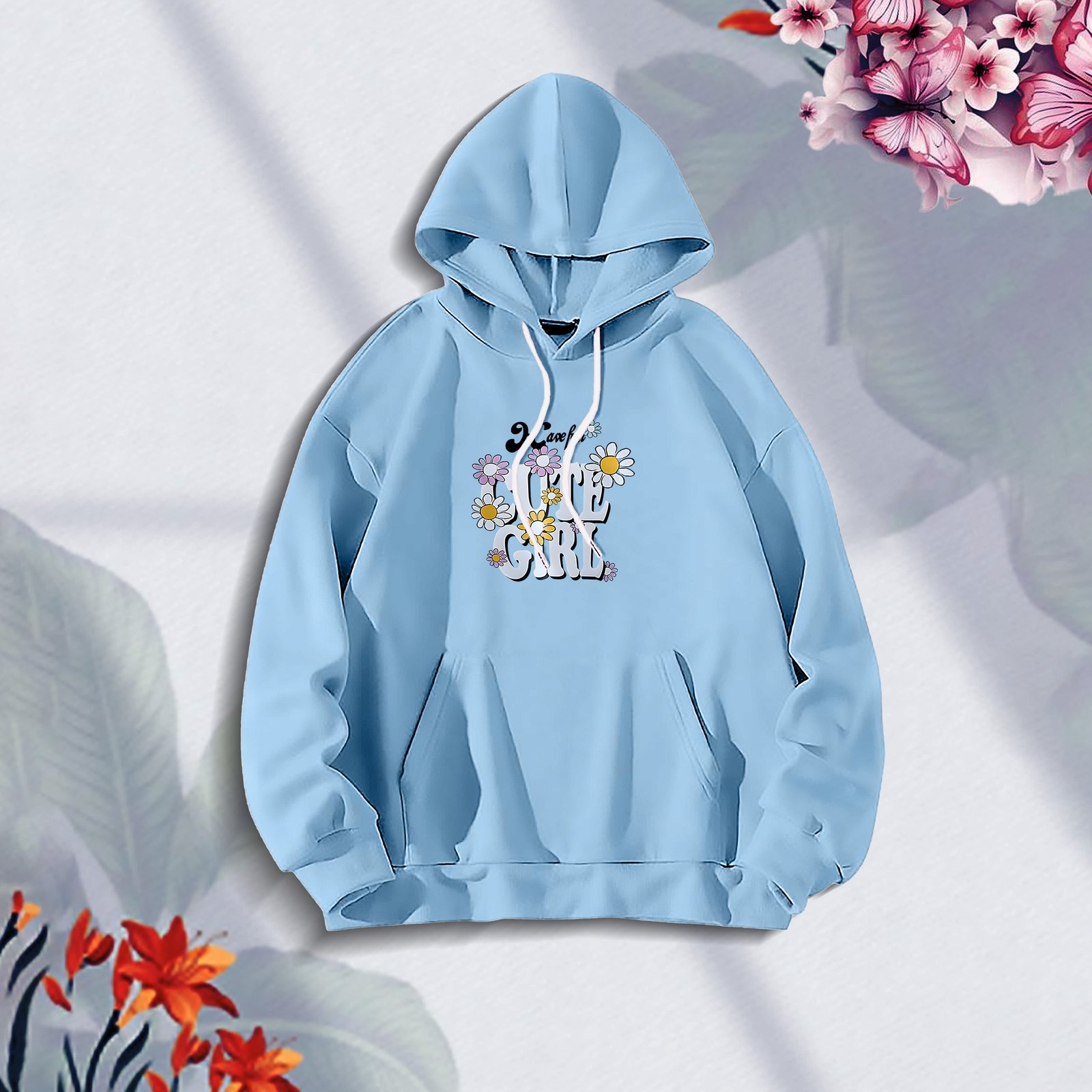 Premium Comfortable Stylish (Cute Girl-Sky Blue) Ladies winter hoodie