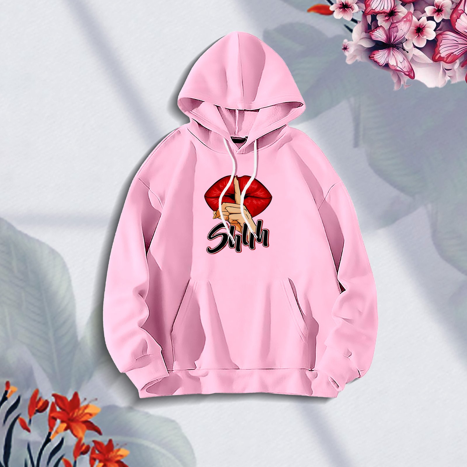 Premium Comfortable (Shihhh-Pink) Ladies winter hoodie