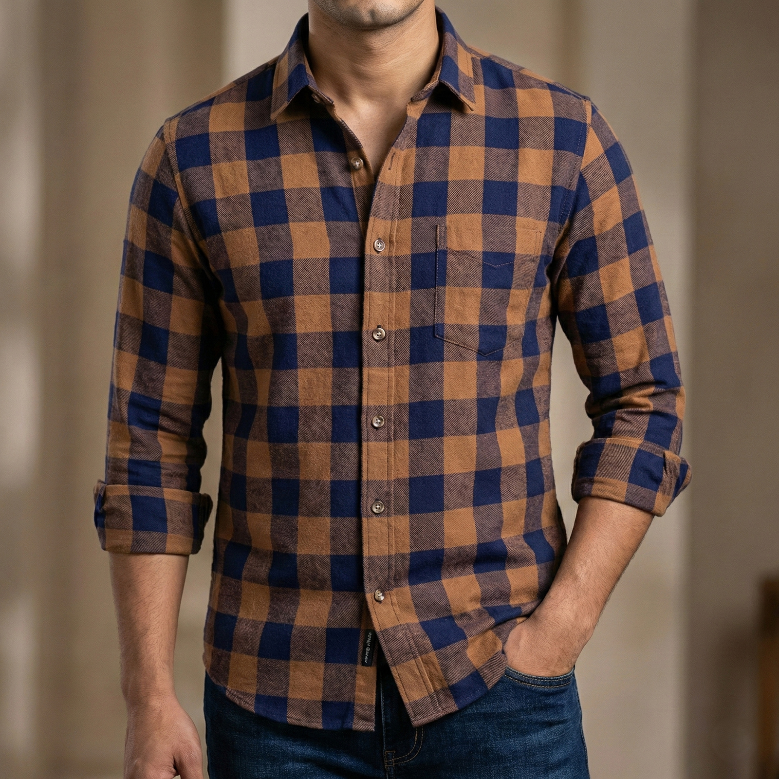Men's long sleeve check shirt